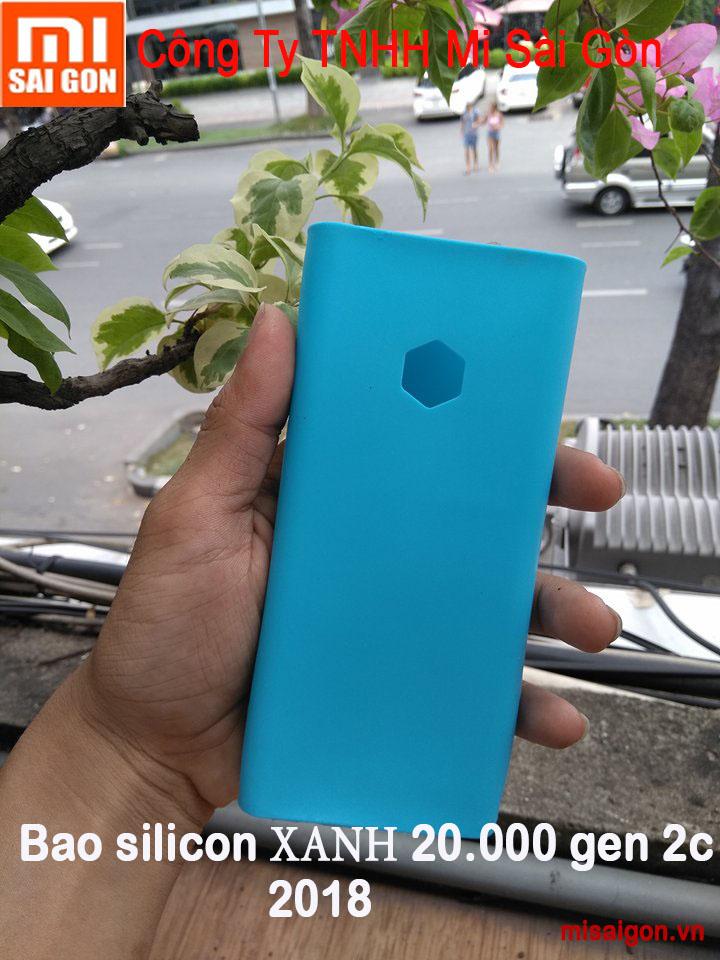 Bao silicon XANH vỏ bao bảo vệ pin dự phòng Xiaomi 20000mAh gen 2c 2018