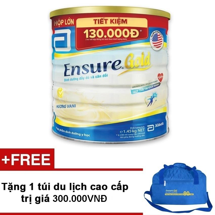 Sữa Ensure Gold hương vani 1.45kg + Tặng túi du lịch trị giá 300.000VND