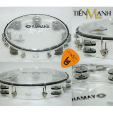Trống lắc tay – Lục lạc gõ bo Tambourine Yamaha MT6-102T (Trong suốt – Trống chơi nhạc chế gõ po – Xipo – Tặng móng gẩy Tiến Mạnh Music)