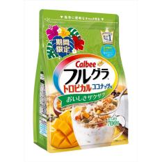 Ngũ cốc Calbee màu xanh: chanh dây, dừa, đu đủ, hạt bí đỏ, xoài Date T3.2019