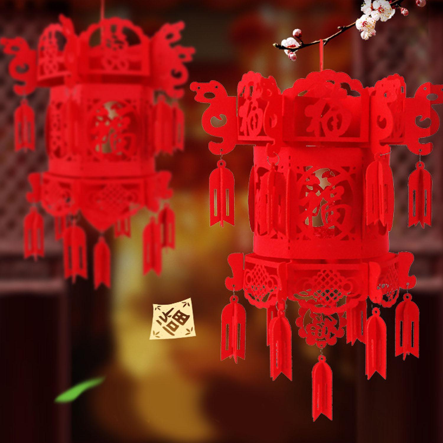 Good Luck Chinese New Year Red Fu Hanging Lanterns Chinese Spring Festival Wedding Restauran Decoration