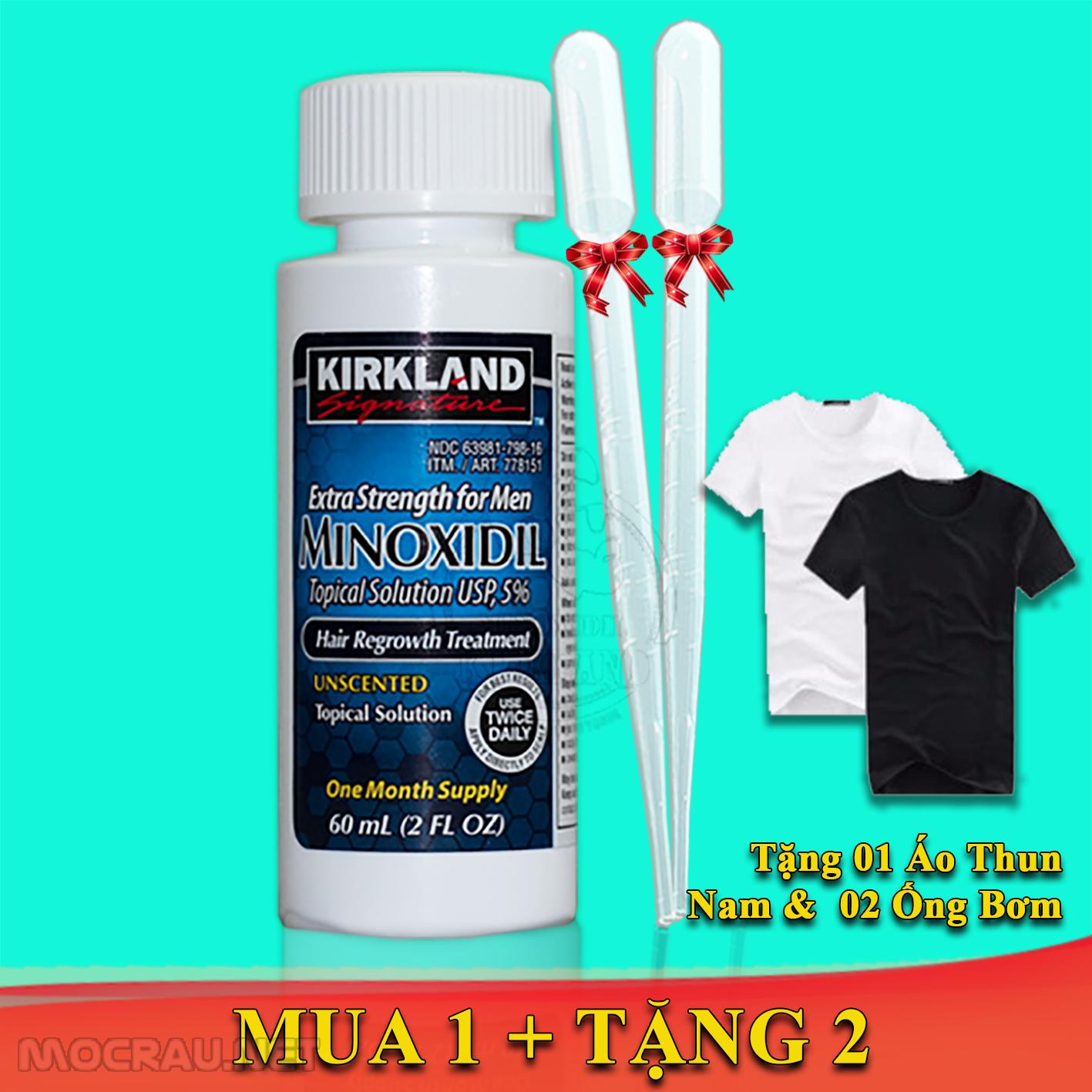 Thuốc Mọc Râu Tóc Minoxidil 5% Kirkland for Men + tặng kèm ống bơm và áo thun Nam