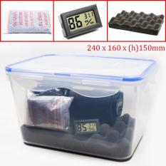 Combo hộp chống ẩm và ẩm kế, 100gram hạt hút ẩm xanh cho máy ảnh, máy quay phim – dung tích 5 lít (tặng mút xốp lót hộp) – PHUKIEN2T_Q01110