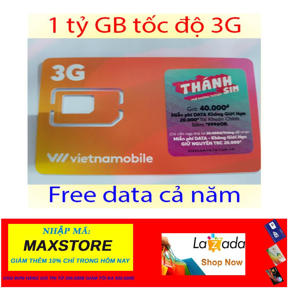 SIM 3G/4G VietnamMobile Tặng 120GB mỗi Tháng̣ có ngay 20k trong tài khoản chính max data không cần nạp tiền...