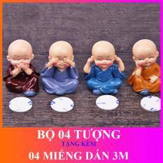 Bộ tượng chú tiểu tứ không (gồm 4 chú tiểu) – Tặng kèm 4 tấm dán 3M hai mặt siêu chắc