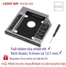Khay gắn ổ Cứng SSD/HDD thứ 2 cho laptop – Full nhôm – dày 12.7mm và mỏng 9.5 mm,SATA, Tặng tuvit & mặt ốp cd