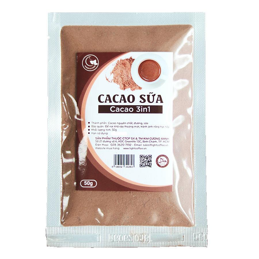 Cacao sữa 3in1 thơm ngon, tiện lợi Light Cacao - gói 50g