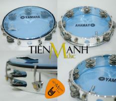 Trống lắc tay – Lục lạc gõ bo Tambourine Yamaha MT6-102B (Xanh Trong Suốt – Trống chơi nhạc chế gõ po – Xipo – Tặng móng gẩy Tiến Mạnh Music)