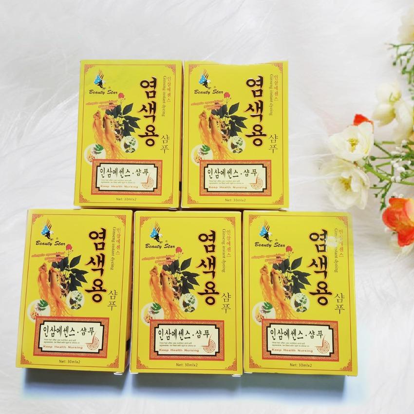 Bộ 5 hộp dầu gội đen tóc Hàn Quốc Beauty Star ( 30ml x 2) - Đen bóng chỉ sau...