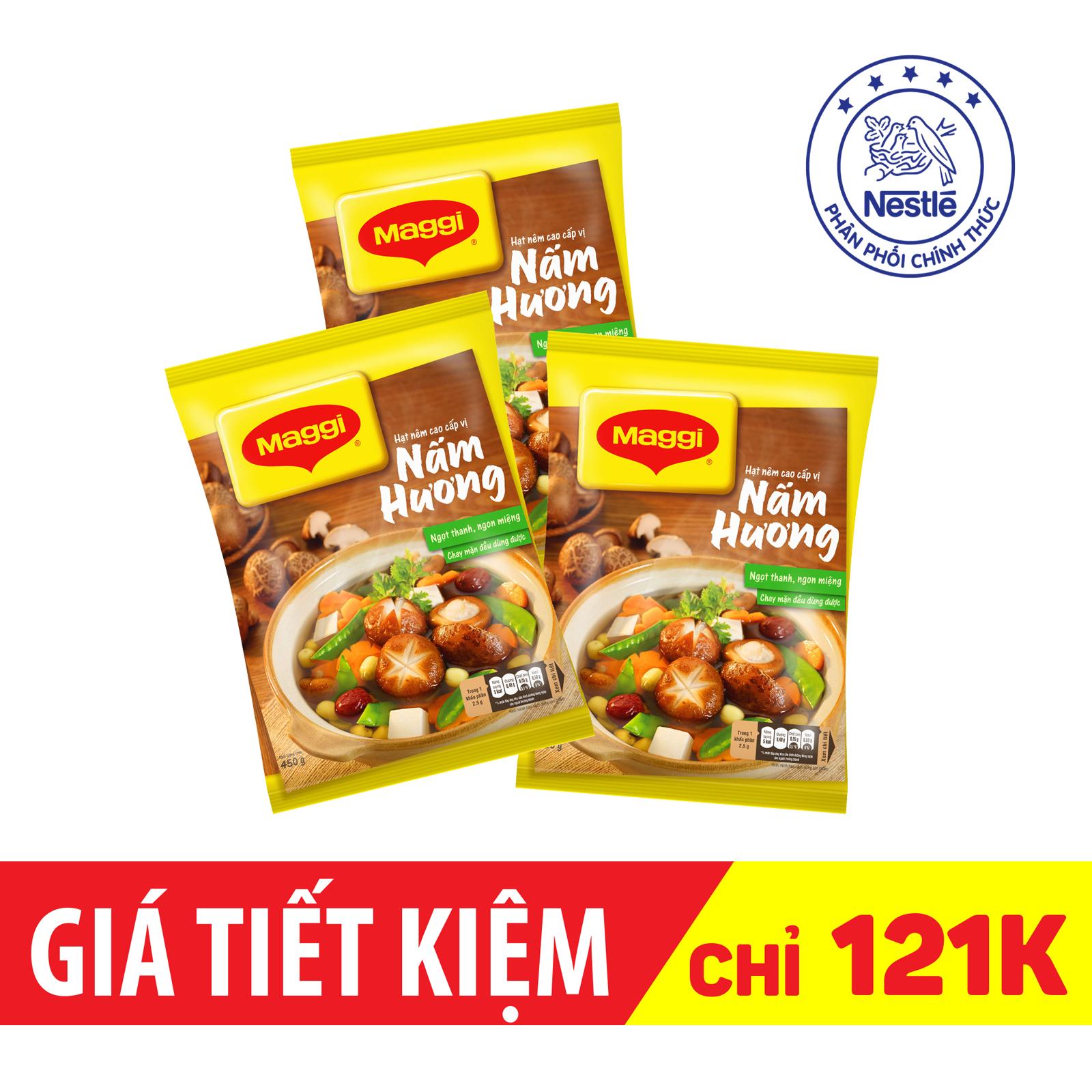 COMBO 3 Bịch Hạt Nêm MAGGI NẤM HƯƠNG (450g/Bịch)