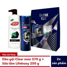 Hộp quà Dầu gội sạch gàu dành cho nam CLEAR Men Deep Cleanse Sạch sâu da đầu 370g + sữa tắm Lifebuoy than hoạt tính 250g