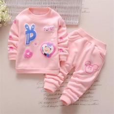 bộ bé gái họa tiết chữ P