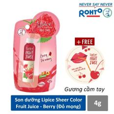 Son dưỡng chiết xuất trái cây Lipice Sheer Color Fruit Juice Berry 4g (Đỏ Mọng) + Tặng gương cầm tay xinh xắn