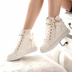 (Xem video thật của SP) Giày sneaker nữ cổ cao APU A-GTTNU-06 / TRT-GTTNU-06 nạm kim loại MSP 2109 (Trắng)