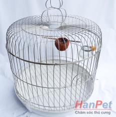 Lồng chim cu gáy và các loại chim kích thước lớn- Lồng chim bằng chất liệu inox không gỉ sét – Kích thước 40x35cm – tặng máng ăn, máng uống (hanpet 601f) lồng nuôi cu / lồng vẹt / lồng sáo / lồng yểng