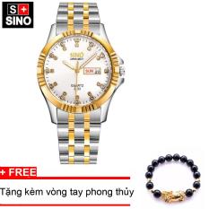 Đồng hồ nam Sino Japan Movt Red Luxury dây thép số đính đá MDL-S3022 (tặng vòng tay tỳ hưu đen)