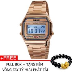 Đồng Hồ Thời Trang Skmei 1123 Dây Innox 005 (Hồng) + Tặng Kèm Vòng Tay Tỳ Hưu Phát Tài