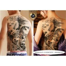 Hình xăm dán tattoo kín lưng 34x48cm Thiếu Nữ Trần Trụi Giữa Bầy Sói XDL18 (Mua 1 tặng 1 mini tattoo)