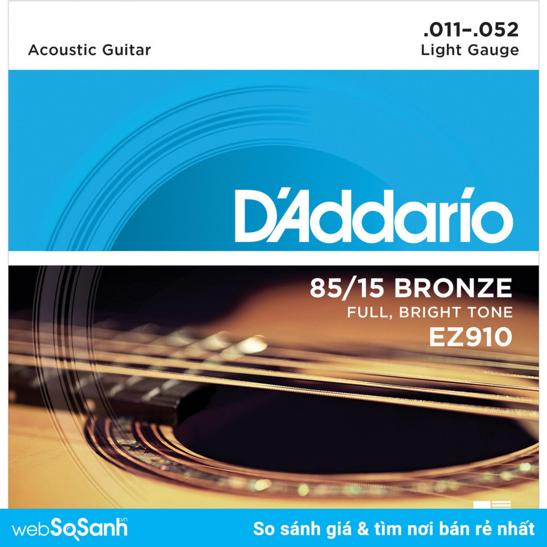 Dây đàn Guitar Acoustic DAddario EZ910 Dây cỡ 11 giúp tiếng của cây đàn vang to, âm sắc trong trẻo,...