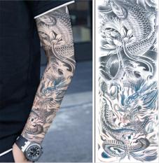 Combo 2 tấm hình xăm dán tattoo kín tay 17x48cm CÁ CHÉP VÀ RỒNG tuyệt đẹp (Mua 2 tặng 1. Chọn mẫu tùy thích)