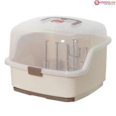 Giá úp bình sữa , úp cốc cho bé có nắp đậy tiệt trùng, có khay thoát nước – Nhựa an toàn cho bé