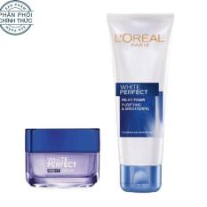 Bộ kem dưỡng da trắng mượt đều màu ban đêm 50ml và sữa rửa mặt 50ml L’Oreal White Perfect Dewy