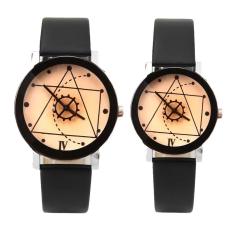Đồng hồ cặp dây da Thạch Anh Tam Giác TimeZone (Dây Đen, Mặt Xám)