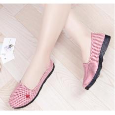 Giày lười slip on nữ vải carô có đế cao su cực dẻo chống trượt và đi bộ cực êm chân, giày học sinh, giày công sở giá rẻ – Caro Canvas 344