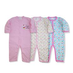 Set 3 Áo Liền Quần KHÔNG TẤT Baby Gear Dễ Thương Cho Bé Gái (MẪU KEM)