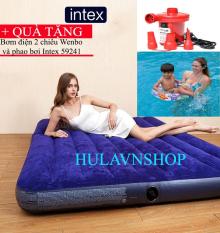 Đệm bơm hơi tiện dụng 99x191x22 Intex 68757 + tặng kèm bơm điện 2 chiều và phao bơi intex 59241