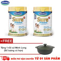 Bộ 2 Hộp Sữa bột Vinamilk Sure Prevent 900g (Hộp thiếc) + Tặng 1 Nồi sứ Minh Long_Số lượng có hạn