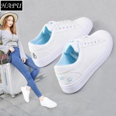 Giày sneaker nữ thêu mèo dễ thương (tùy chọn: trắng đen, trắng hồng, trắng xanh)