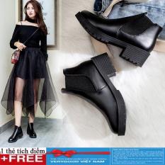 Giày boot nữ chun cổ thấp 2018 đế 5cm, boot da đế 5p, bốt cổ thấp -GCG07+ Tặng thẻ tích điểm Verygood