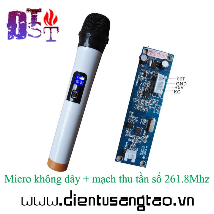 Micro không dây + mạch thu tần số 261.8Mhz