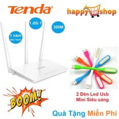 Thiết bị phát sóng WIFI 3 anten tốc độ 300M TENDA F3 (Trắng) Tặng kèm 2 đèn Usb Mini Siêu sáng