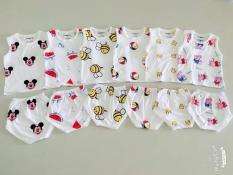 Set 5 bộ cotton in hinh cho bé sz 6-8kg