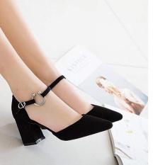 Giày gót vuông da lộn