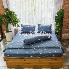 Bộ ga gối giường Cotton Poly Tmark (Tam giác trắng nền xám)
