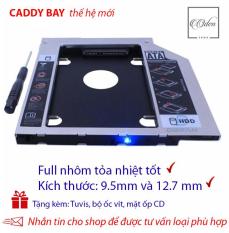 Khay gắn ổ Cứng SSD/HDD thứ 2 cho laptop – Full nhôm – dày 12.7mm và mỏng 9.5 mm,SATA, Tặng tuvit & mặt ốp cd