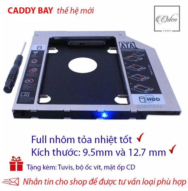 Khay gắn ổ Cứng SSD/HDD thứ 2 cho laptop - Full nhôm - dày 12.7mm và mỏng 9.5 mm,SATA, Tặng...