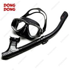Bộ kính lặn Ống thở S301 – FULL BLACK, mắt KÍNH CƯỜNG LỰC, ống thở van 1 chiều ngăn nước cao cấp – DONGDONG