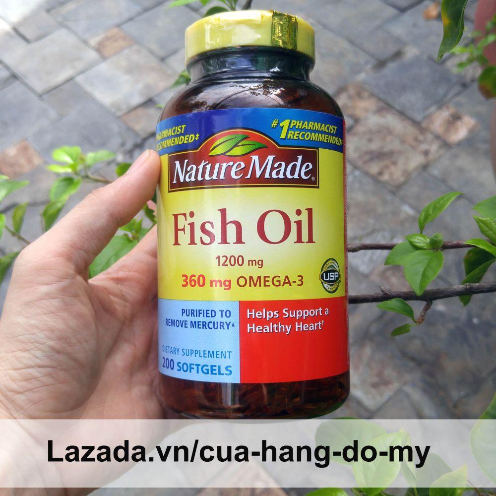 Dầu Cá Nature Made Fish Oil 1200mg 360mg Omega 3 - 200 viên giúp sáng mắt, đẹp da, ngừa ung...