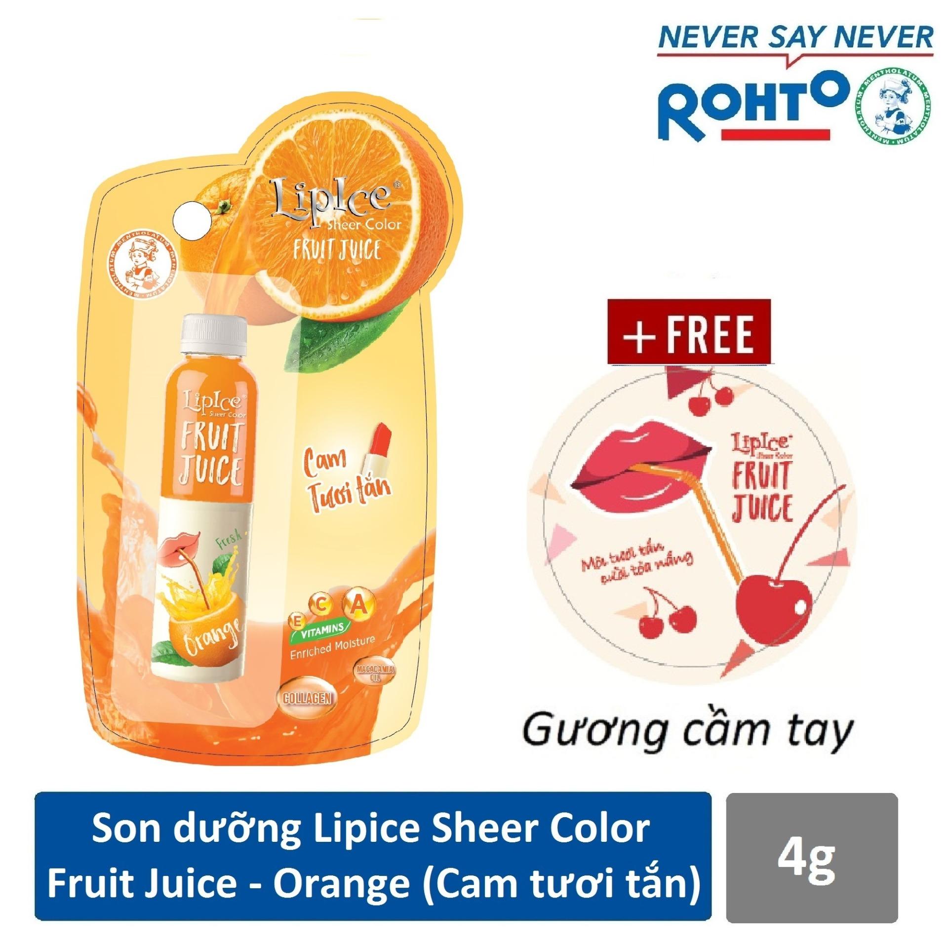 Son dưỡng chiết xuất trái cây Lipice Sheer Color Fruit Juice Orange 4g (Cam Tươi Tắn) + Tặng gương cầm...