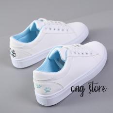 Giày thể thao nữ giày sneaker nữ thêu mèo xinh xắn (mèo xanh)