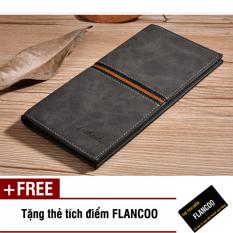 Bóp ví nam dài da PU thời trang Flancoo S0291 (Đen) + Tặng kèm thẻ tích điểm Flancoo