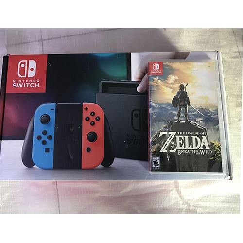 combo máy chơi game Nintendo Switch With Neon Blue Red Joy-Con + game zelda :breath of the wild
