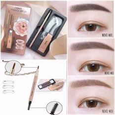 Bộ Khuôn Kẻ Lông Mày Chuẩn NOVO kèm bút chì Kẻ 2 Đầu và 3 Ruột Chì Kẻ Mày
