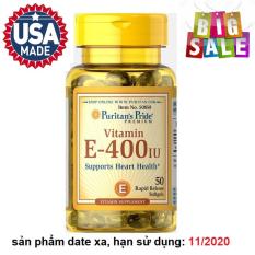 Viên uống bổ sung Vitamin E giúp đẹp da, chống lão hóa, hỗ trợ hệ tim mạch Puritan’s Pride Vitamin E-400 IU 50 viên HSD: 11/2020