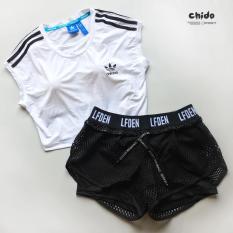 Quần đùi tập Gym, Yoga lưới 2 lớp LFDEN