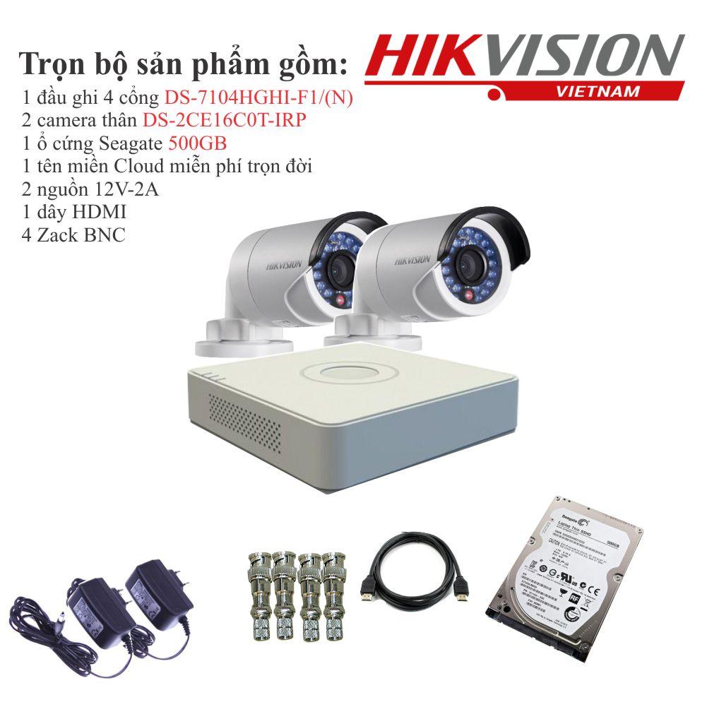 Trọn bộ 2 camera quan sát HIKVISION TVI 1 Megapixel DS-2CE16C0T-IRP chuẩn 720HD